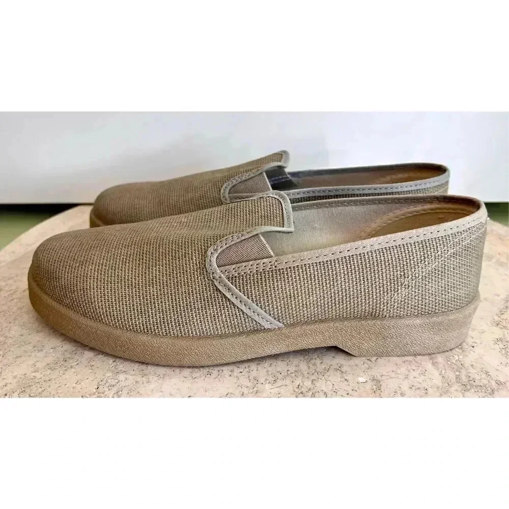 Unbranded‎ Mens Brown Solid Canvas Slip On Loafer Shoes Size 7.5